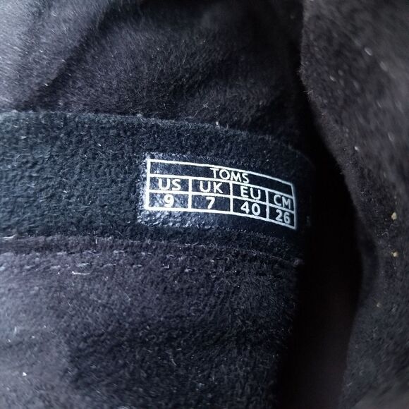 TOMS Lunata Chunky Heeled Black Suede Leather Ankle Boots Booties Woman's 9 - Picture 10 of 11